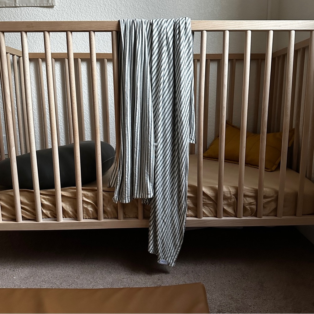 solly baby swaddle natural and grey stripe blanket